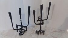 Pair of Rare Vintage 3 Branding Iron Repurposed Candle Holders Western Americana picture