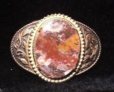 Classic Western Variegated Brown Stone Mount Belt Buckle Vintage 70s picture
