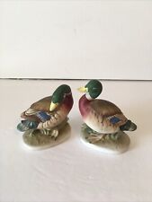 Set Of 2 LEFTON China Mallard Ducks Hand Painted 5” Figurines picture