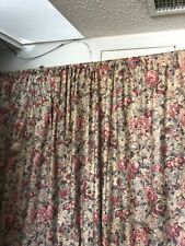 1 VNT PINK Floral Large Curtain Panel Cottage Roses Shabby Style Lined 102x90
