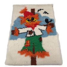 Scarecrow Latch Hook Rug Vintage Halloween Fall Wall Yarn Art Decor 23 w X 34 t picture