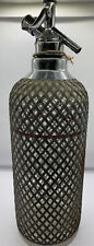 Vintage Sparklets NY Metal Wrapped Glass Seltzer Bottle Art Deco 13.75
