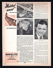 1943 Bakelite Plastics Headquarter Molded Wood Silent Wings Prefab Home Print Ad picture