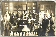 Early 1900's Medical Chemistry Laboratory Class Room Medicine RPPC Postcard 2244 picture