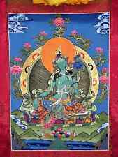 Original Hand-painted, Green Tara, Shyamatara Tibetan Thangka Painting Brocade picture