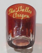 Antique EAPG Clear Glass & Ruby Flash Shot Glass Souvenir The Dalles Oregon picture