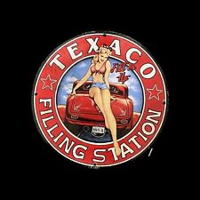 RARE TEXACO FILLING STATION PINUP GIRL STYLE PORCELAIN GAS PUMP OIL SEEVICE SIGN picture