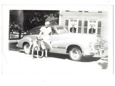 c1950 Elder Woman W/ Dog Old Car Snapshot Photo picture