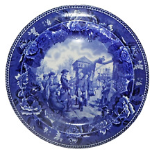 Wedgwood Flow Blue Plate Capture of Fort Vincennes Revolutionary War DAR Antique picture
