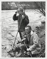 1965 Press Photo Clem Cornelius and Robert Patton at River Bank in Pennsylvania picture