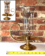 Vtg Baldwin Brass Candleholder Hurricane Hand Blown Shade Large 13” Scroll EXC picture