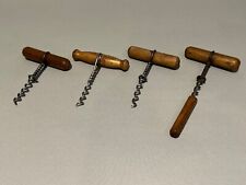 Lot of 4 Vintage Twisted Wire Corkscrews with Wooden Handles picture