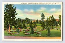 Postcard Washington Spokane WA Greenwood Cemetery 1940s Unposted Linen picture