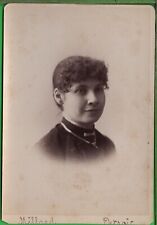 Antique Cabinet Card Photograph Young Woman wearing Jewelry Millard Detroit picture
