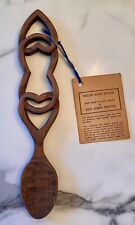 Vintage Welsh Love Spoon Hand Carved Ken Jones Crafts Wood Dyfed Wales England picture
