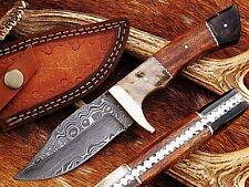 Beautiful handmade damascus hunting skinner knife comes with leather sheath picture