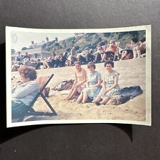 VINTAGE PHOTO Three Grace Beautiful Women On Beach, Barefoot Pastel Dress COLOR picture