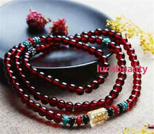 6mm Tibetan Buddhist 108 Red Garnet Prayer Beads Lama Amulet Necklace Bracelet picture