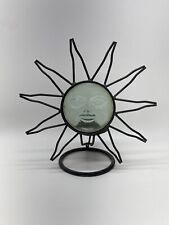 Cool Vintage Celestial Standing Sun Face Metal Candle Holder picture