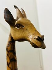 Vintage Hand Carved Mukwa Wood Wooden Giraffe Zimbabwe 34”H picture