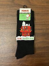 Peanuts Snoopy Christmas Holiday “Be Merry” Crew Socks 1 Pair Adult Size 6-12 picture