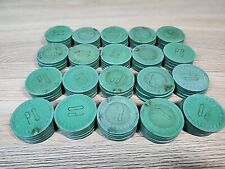 Vintage ILLEGAL P O UNKNOWN GREEN Diamond Stamped 100 POKER CHIPS Jack Todd Co picture