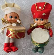 Vintage 2 Napco Japan Plastic & Felt Little Drummer Boy Christmas Tree Ornaments picture