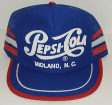 VINTAGE 1980s PEPSI COLA, MIDLAND, NC SNAPBACK TRUCKER'S CAP/HAT 3 STRIPES USA picture