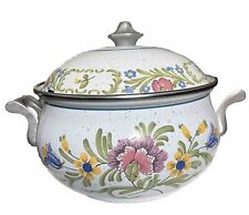 Vintage ASTA Enamel Cookware Dutch Oven Casserole Lid Old Amsterdam 9” Floral picture