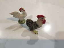 Vintage Rooster and Hen Ceramic Figurines Hand Painted Signed 1969 picture