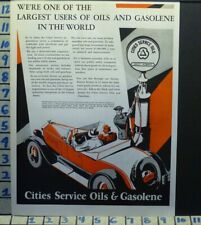 1928 CITIES SERVICE OIL MOTOR AUTO CAR ART FLAPPER DRIVE PUMP VINTAGE AD M32 picture