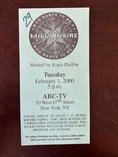 Who Wants To Be a Millionaire taping ticket from February 2000 picture