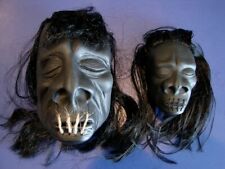 1 Pair Plastic Shrunken Head Rooted Hair Stitched Lips Creepy Halloween Voodoo picture