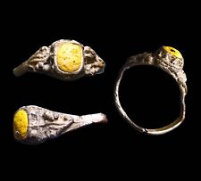 RR CRUSADER Knight Templar Silver Ring Precious Stone Yellow Artifact Antiquity picture