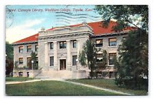 Postcard Carnegie Library Washburn College Topeka Kans. Kansas c1913 Postmark picture