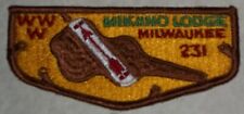 ORDER OF ARROW MERGED MIKANO OA 231 8 BSA MILWAUKEE COUNCIL WI VILOLIN FLAP RARE picture