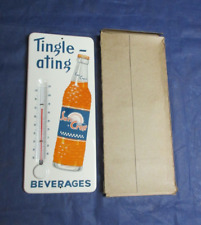 NOS Vintage SUNCREST Beverages ORANGE Soda Thermometer Tin Sign w/Original Box picture