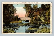 Hartford CT Elizabeth Park Lilly Pond Bridge Connecticut c1922 Vintage Postcard picture