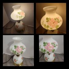 Antique Hurricane Lamp Flowers Handpainted Gone With The Wind 13” Grannycore picture