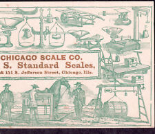 Chicago Scale Company 1800's Antique U.S. Standard Scales Advertising Trade Card picture