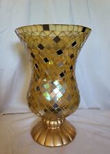 PartyLite Gold Mosaic Glass Tile Hurricane Candle Holder picture