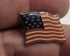 VTG Lapel Pinback Hat Pin Gold Tone American Flag USA Stars And Bars picture