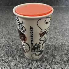 Starbucks Travel Mug Coffee Cup Tumbler KENTUCKY DERBY 12 Oz Peach Lid Ceramic picture