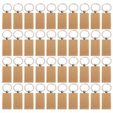 40Pcs Blank Wooden Key Chain Diy Wood Keychains Key Tags Can Engraves picture