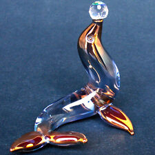 Sea Lion Seal Figurine Blown Glass Swarovski Crystal  picture