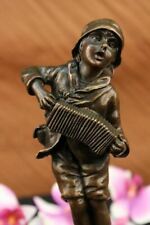 CHIPARUS BOY WITH ACCORDION BRONZE SCULPTURE STATUE ON MARBLE BASE FIGURINE DEAL picture