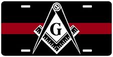 Masonic Firefighter Thin Red Line License Plate Mason Auto Car Tag Emblem picture