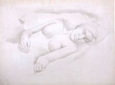 Gorgeous Sleeping Young Nude Woman Silverpoint Drawing-1964-August Mosca picture