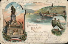 Germany 1899 Greetings from the Rhine Postcard 5pf stamp Vintage Post Card picture