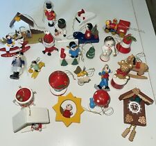 Lot 24 Small Wooden Christmas Tree Ornaments Painted Wood SANTA TRAIN HORSE More picture
